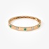Yellow Gold Bangle Bracelet with Emerald & Diamond Hearts