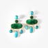 Silver gold plated earrings with turquoise and malachite