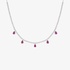 White gold tennis necklace with ruby drops