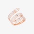 Pink gold spiral snake ring with diamonds