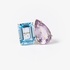 Double shape ring with amethyst and blue topaz
