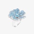 Unique blue flower ring with diamonds