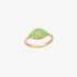 Gold evil eye ring with green enamel