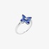 White gold flower ring with tanzanite