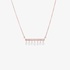 Pink gold diamond bar necklace with diamond drops