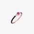 Pink gold ring with black enamel and heart cut ruby
