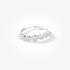 White gold half band ring with diamond flowers