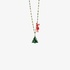Silver Christmas tree and reindeer pendant with green enamel