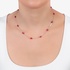 White gold thin ruby necklace with diamonds