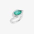 Big white gold ring with a Marquise emerald