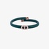 Bangle in rose gold with dark green leather and diamonds