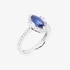 White gold marquise sapphire ring with diamonds