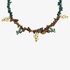 Malachite and tiger eye necklace with gold plated cactuses