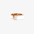 Fashionable pink gold "E" band ring with white enamel and diamonds
