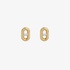 Gold oval studs with baguette diamonds