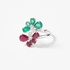 Flower petals in emeralds and rubies