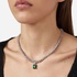 Chiara Ferragni silver tennis necklace with white and a green crystal