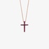 Tiny pink gold cross with rubies
