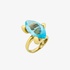 Yellow gold ring with blue topaz stone