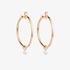 Medium pink gold hoops with dangling diamonds