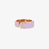 Fashionable 18K pink gold "K" band ring with purple enamel and diamonds