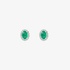 18K White Gold Emerald & Diamond Halo Stud Earrings