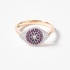 Gold  pink evil eye ring with diamonds