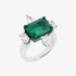 Large emerald ring with poire and oval cut diamonds