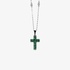 Cross with green quartz in white gold 18k with small diamonds.