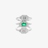 Three rings in one, in white gold white emerald and diamonds