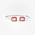 White gold bangle with baguette diamonds and red enamel