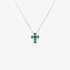 White gold cross pendant with emeralds