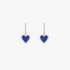 Pink gold diamond hoops with dangling lapis hearts