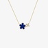 Lapis double flower necklace with diamond outline