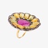 Lovely gold flower ring with Sapphires