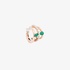 Pink gold single earcuff with diamonds and poire emeralds