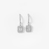 White gold dangling square earrings with diamonds