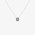 18K White Gold Diamond Necklace with Emerald-Cut Diamond & Black Diamond Halo