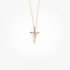 Double cross in yellow gold with diamonds