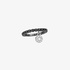 Black diamond band ring with hanging round charm