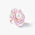 Big flower ring with pink sapphires and a pearl