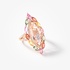 Large colorful ring with sapphires and morganite