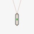pink gold geometric pendant with onyx and emerald