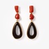 Fashionable silver earrings with coral and onyx