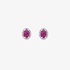 White gold oval ruby studs with diamonds