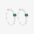 Thin white gold emerald hoops with baguette and oval diamonds
