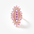 Long pink gold ring with pink sapphires