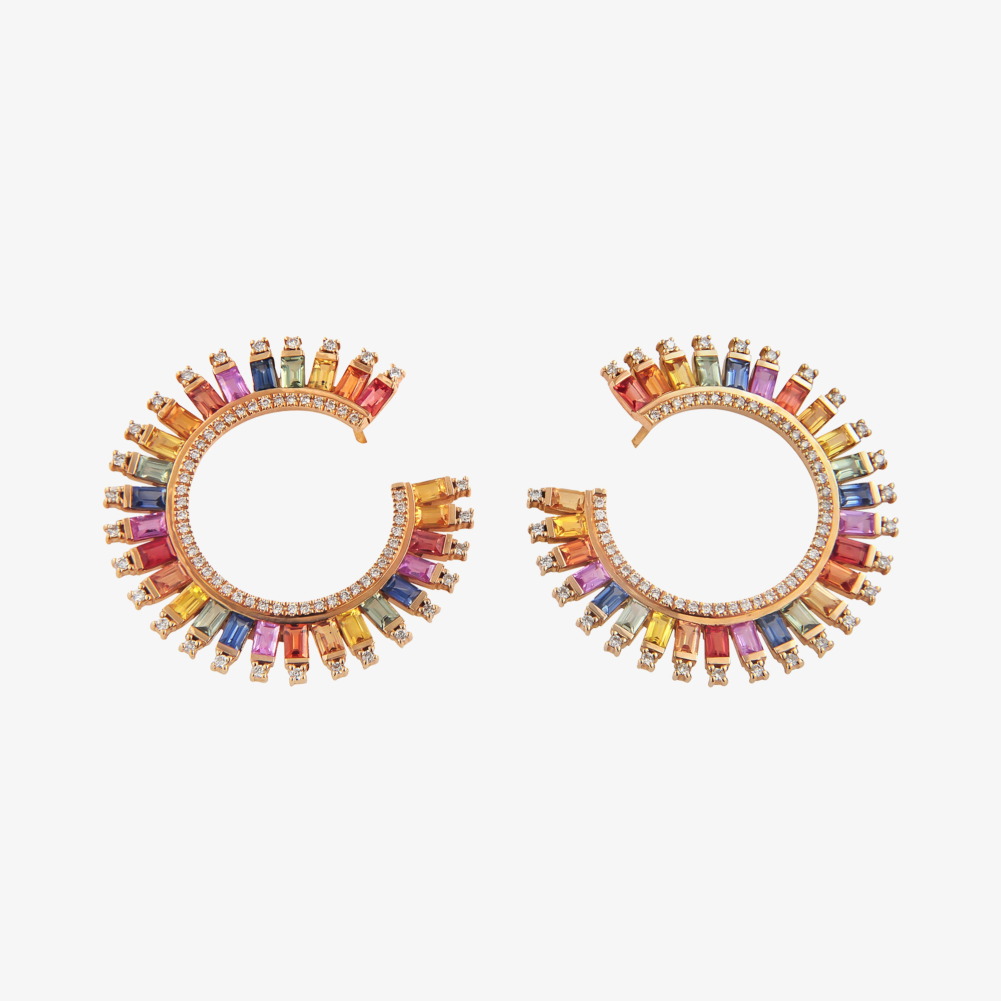 Rainbow Side Hoop Earring With Sapphires Venetia Vildiridis E Shop