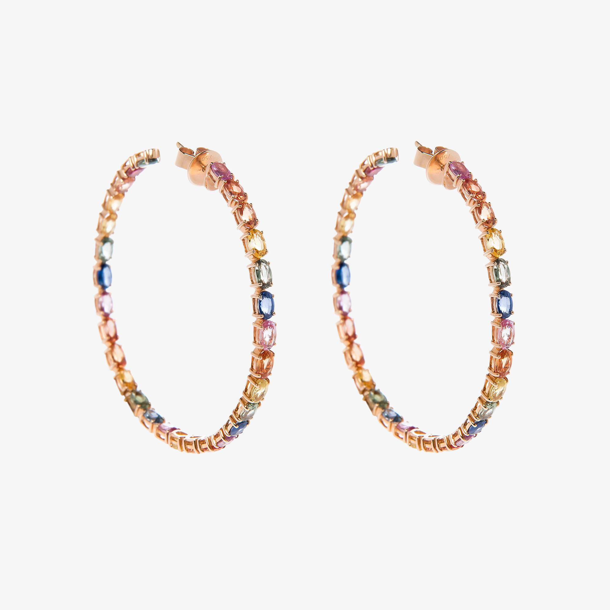 Hoops Earrings With Rainbow Sapphire Venetia Vildiridis E Shop