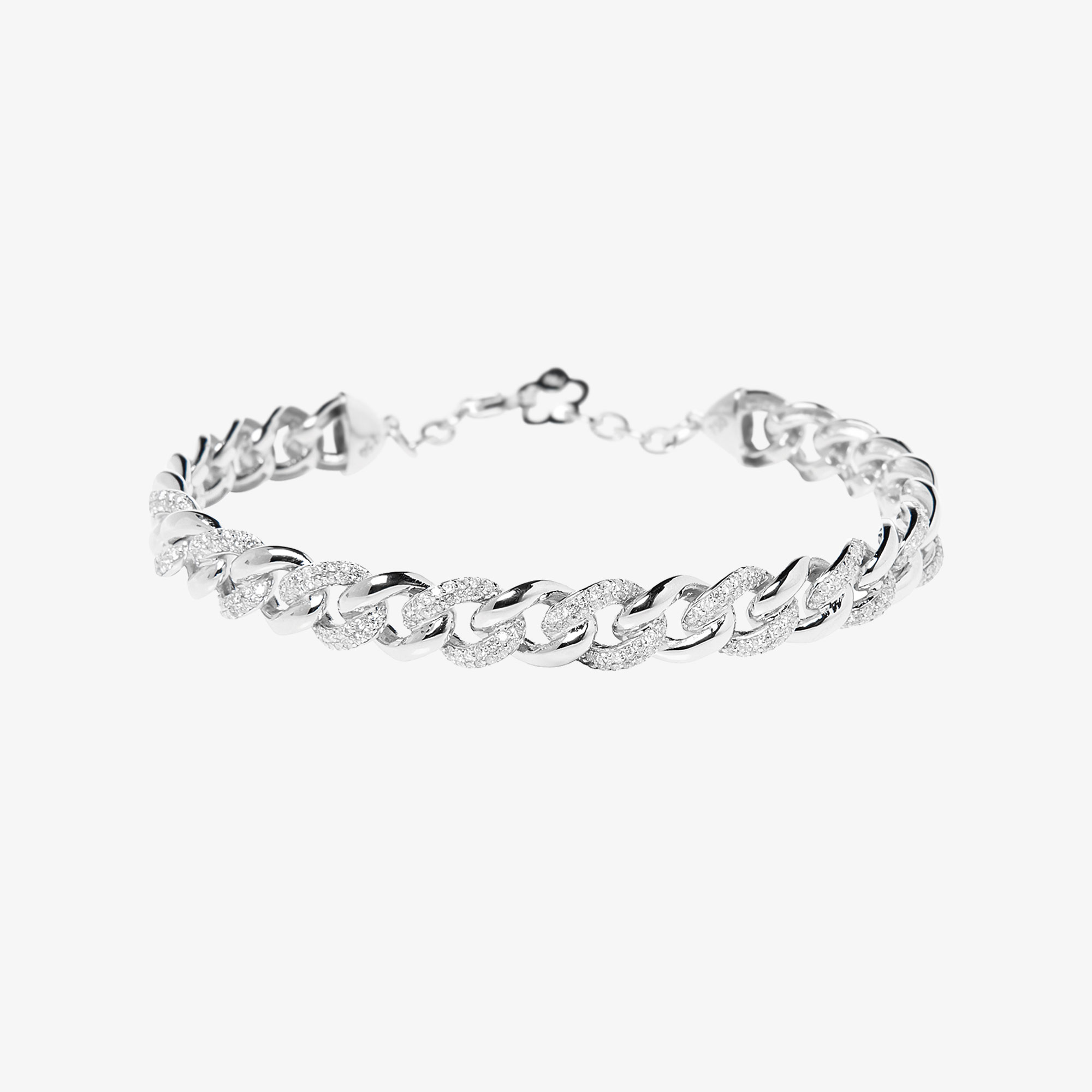 White gold bangle chain bracelet with diamonds | Venetia Vildiridis E-Shop